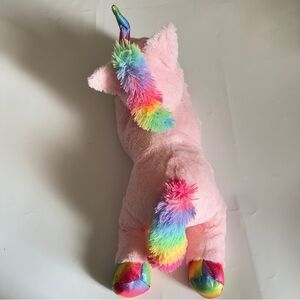 Goffa Pink Unicorn Plush Rainbow Mane Large 14" Stuffed Animal Floppy Shimmer